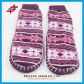 Adult Jacquard Hand Knit Non-skid Slipper Socks With Rubber Sole